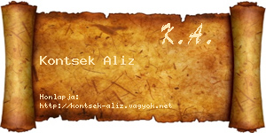 Kontsek Aliz névjegykártya